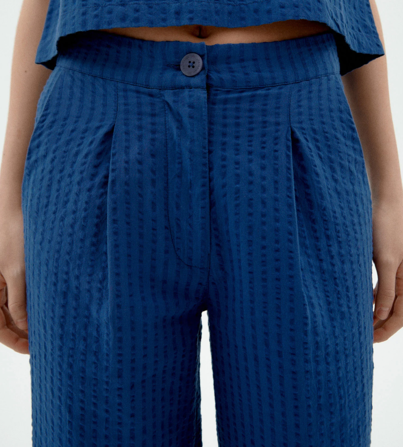 Manolita Seersucker Pants - Blue