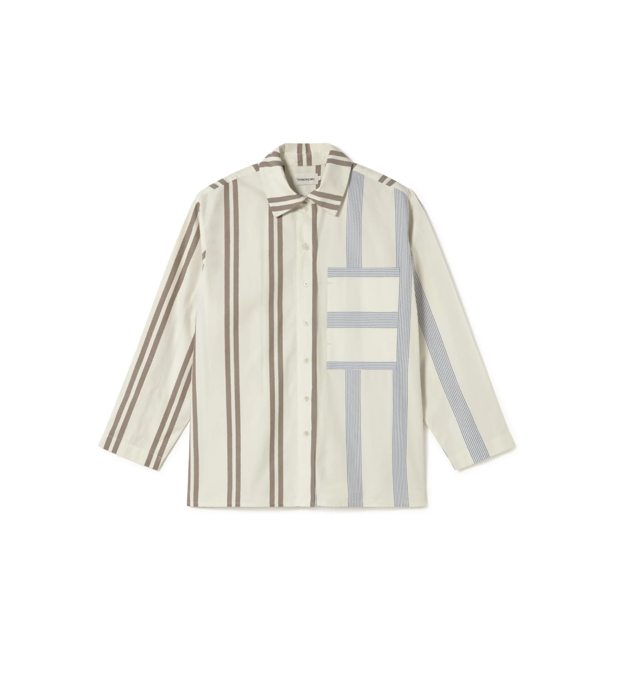 Marcelle Blouse - Brown and Blue Striped