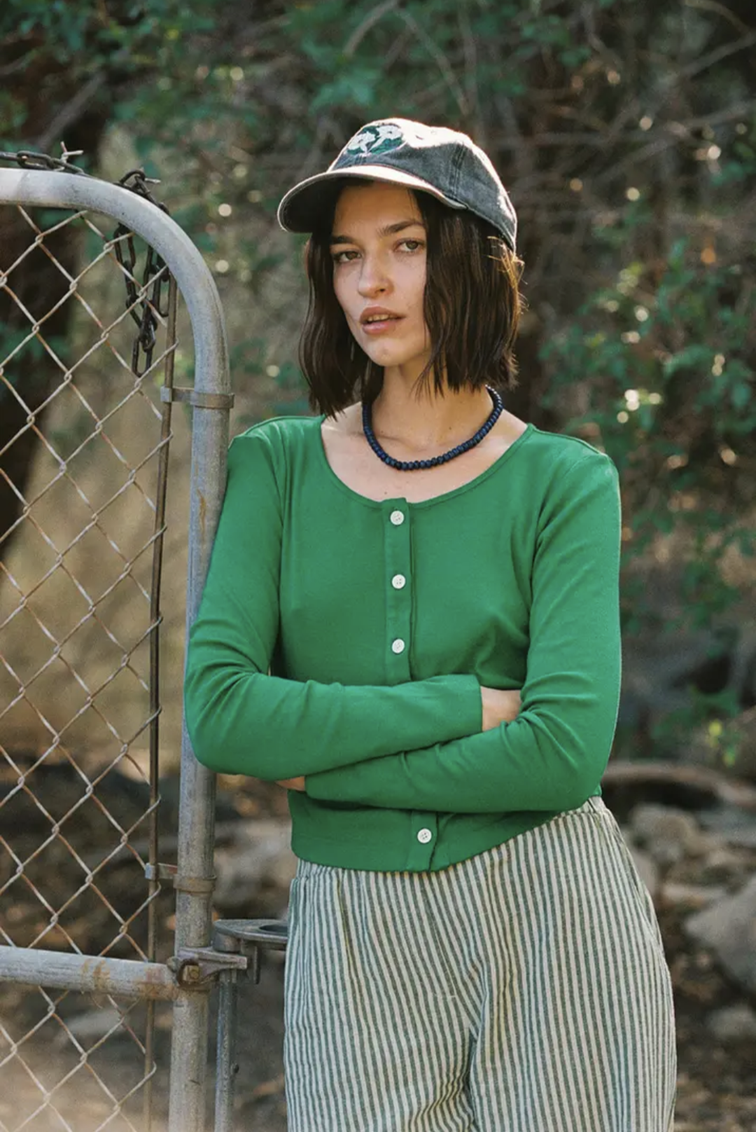 Organic Rib Cardigan - Grass