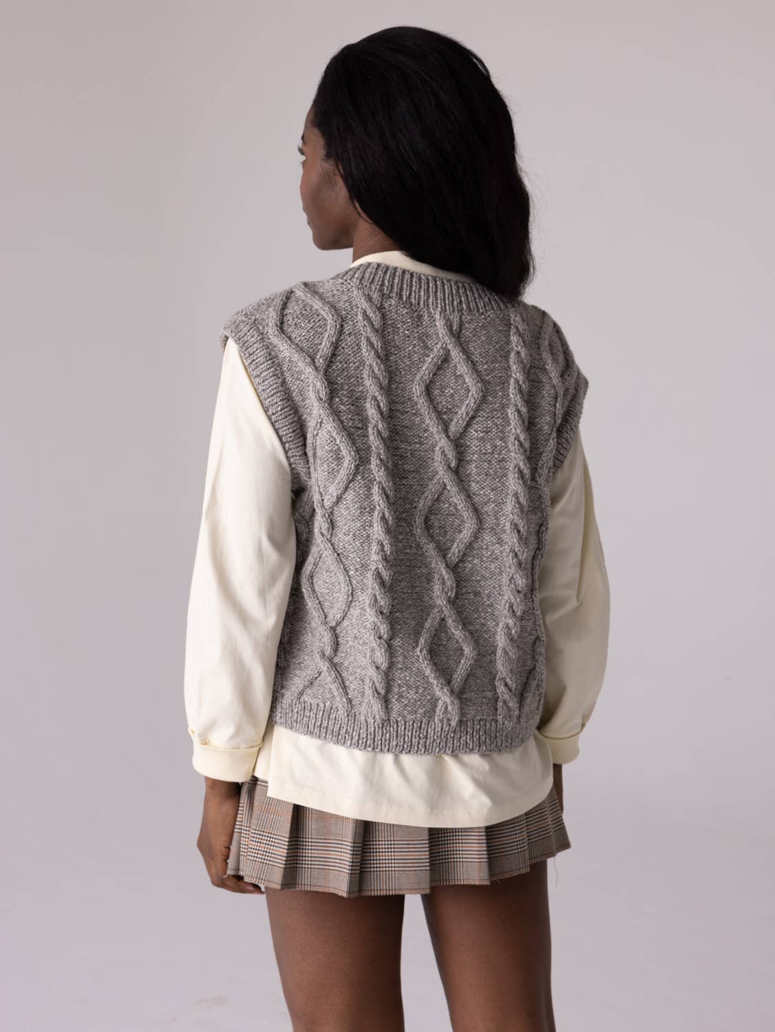 Laimė Alpaca Wool & Cotton Vest - Cloud Grey