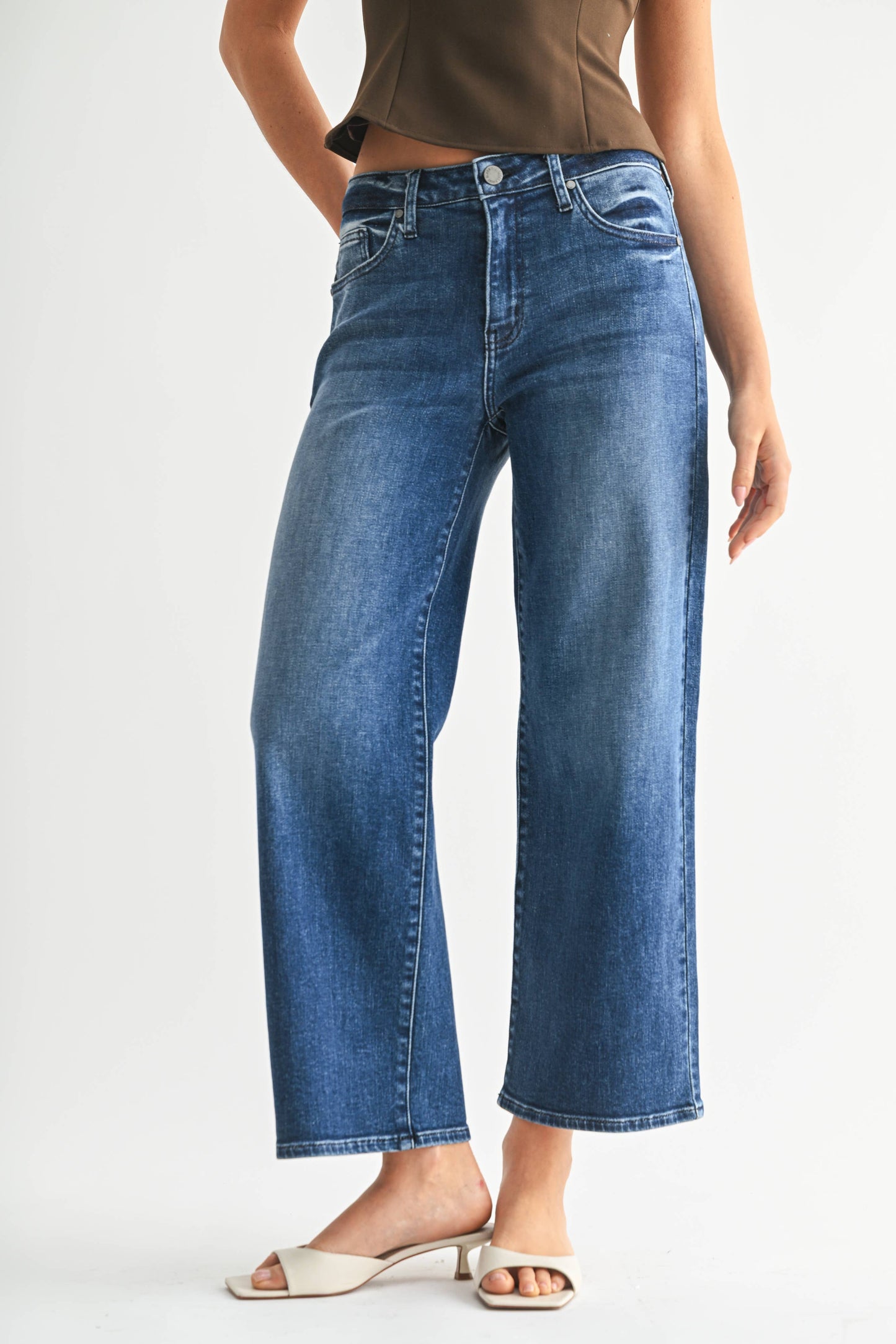 Petite Slim Wide Leg - Dark Denim