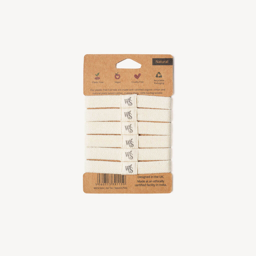 Plastic Free Hair Ties - 6 Pack (multiple color options)