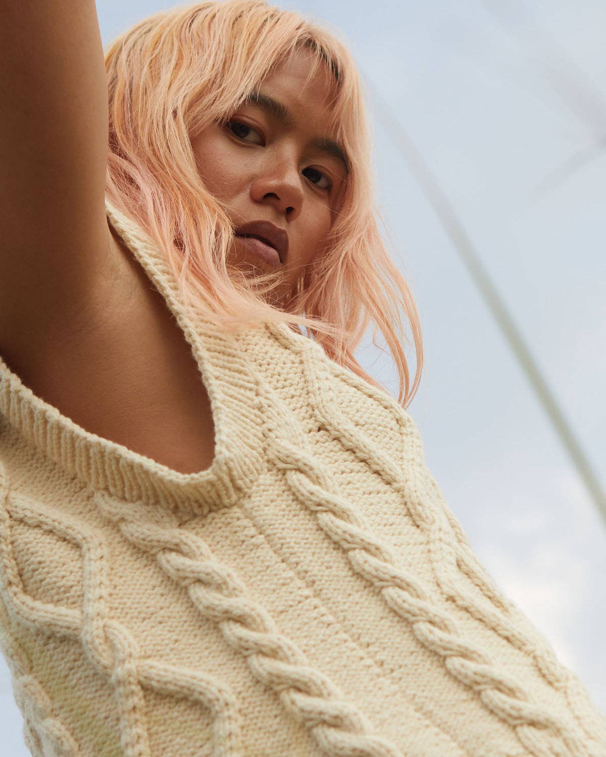 Laimė Alpaca Wool & Cotton Vest - Naked Oat Milk