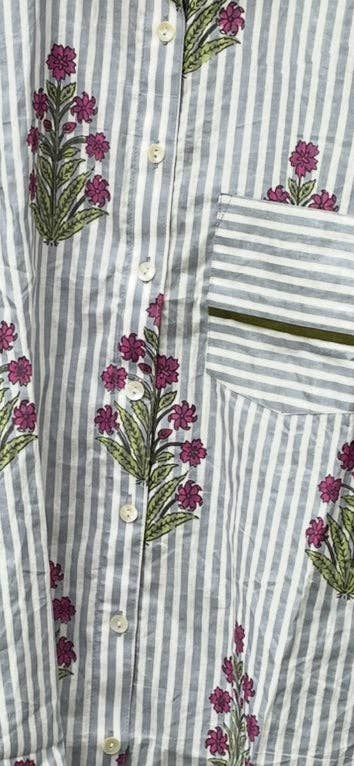 Good Boyfriend Shirt - Palm Cove Floral Dove Grey