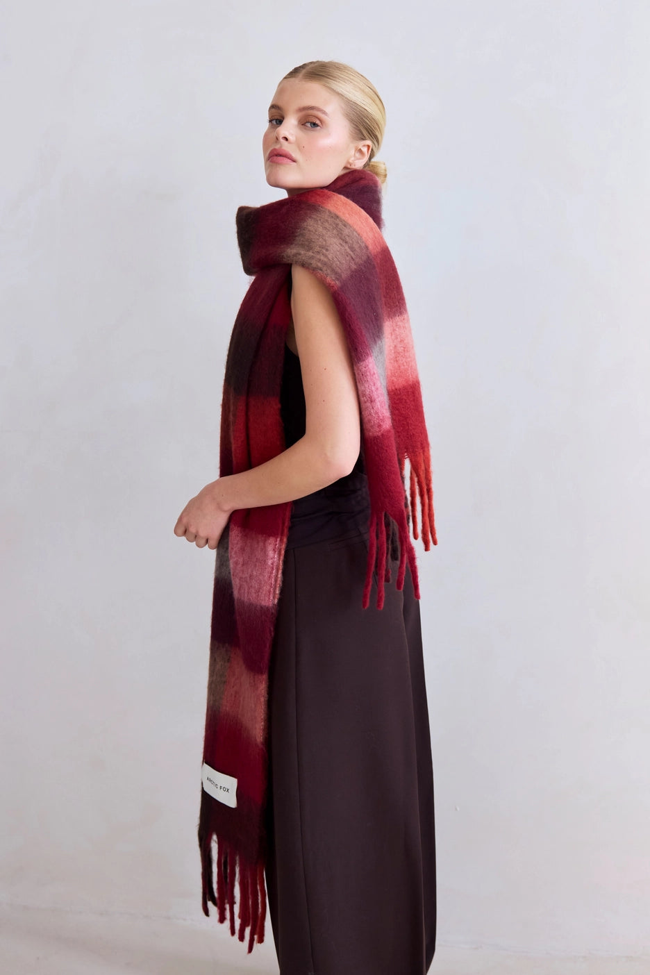 The Reykjavik Scarf - Burgundy Check