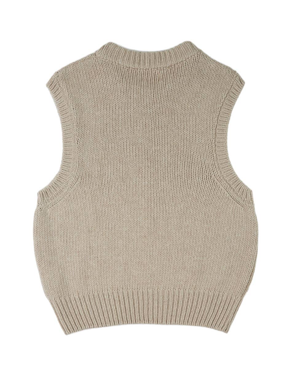 Slipover Knit Vest - Limestone Beige