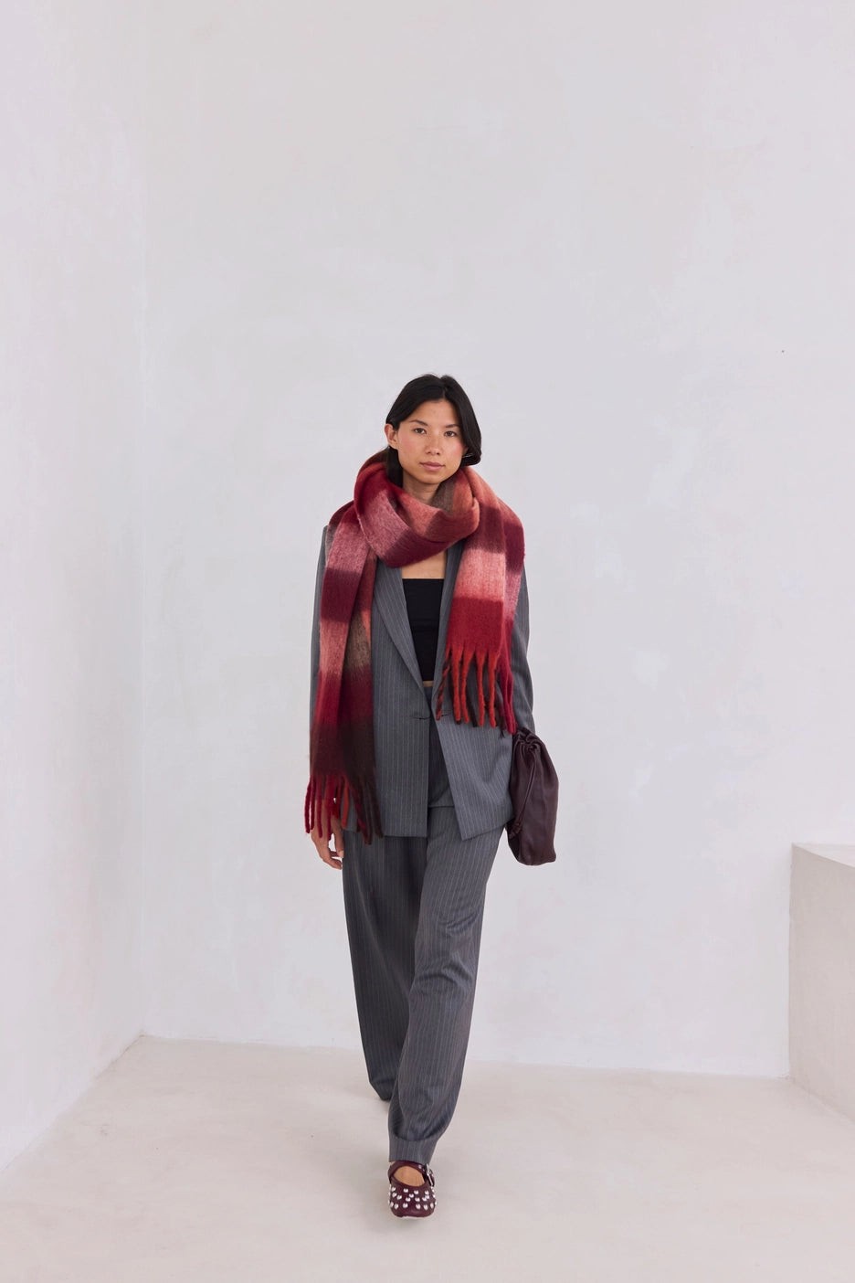 The Reykjavik Scarf - Burgundy Check