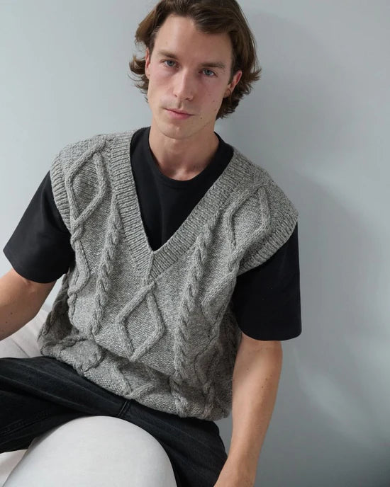 Laimė Alpaca Wool & Cotton Vest - Cloud Grey