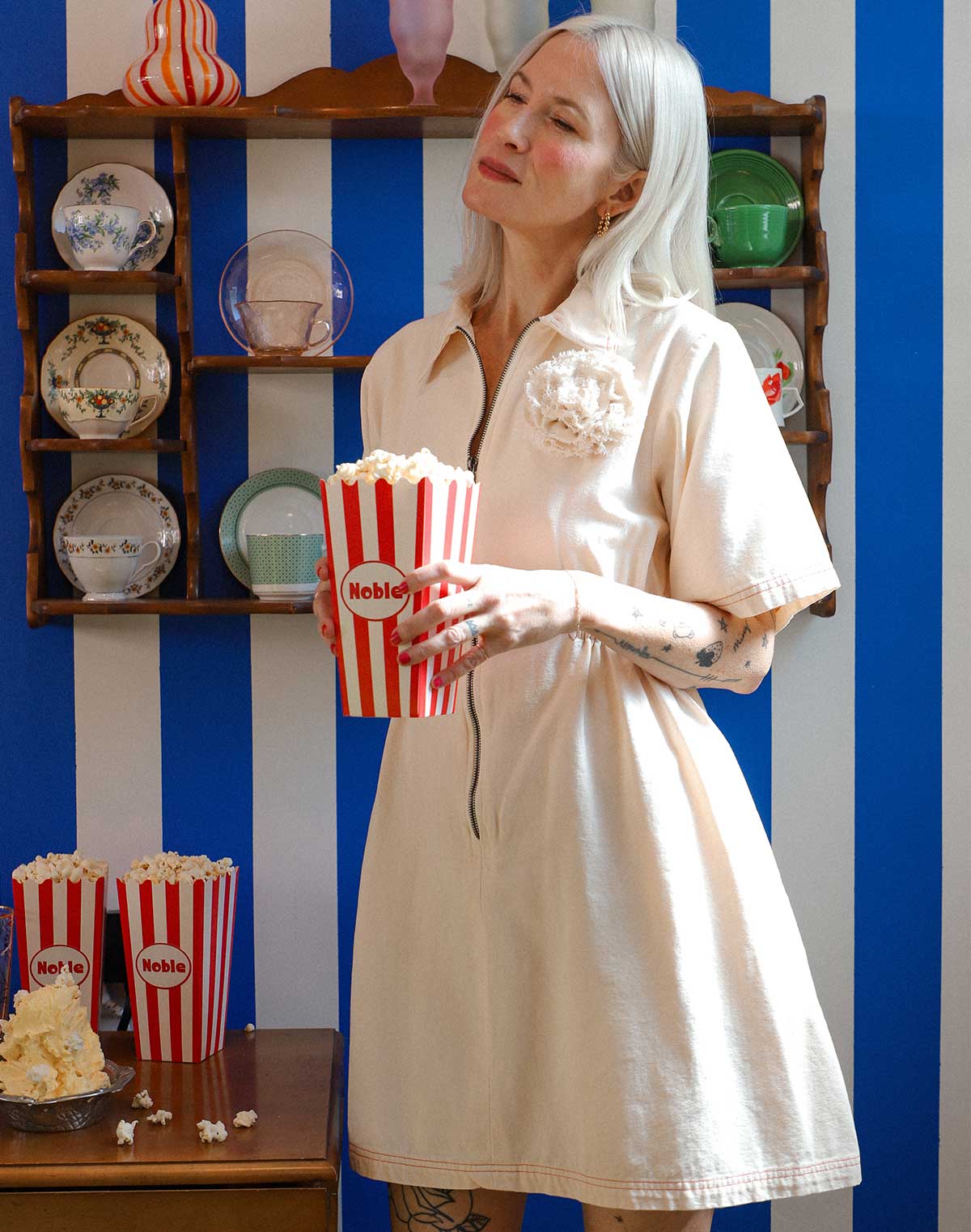 Utility Dress - Oat Milk w/ Paprika Stitch