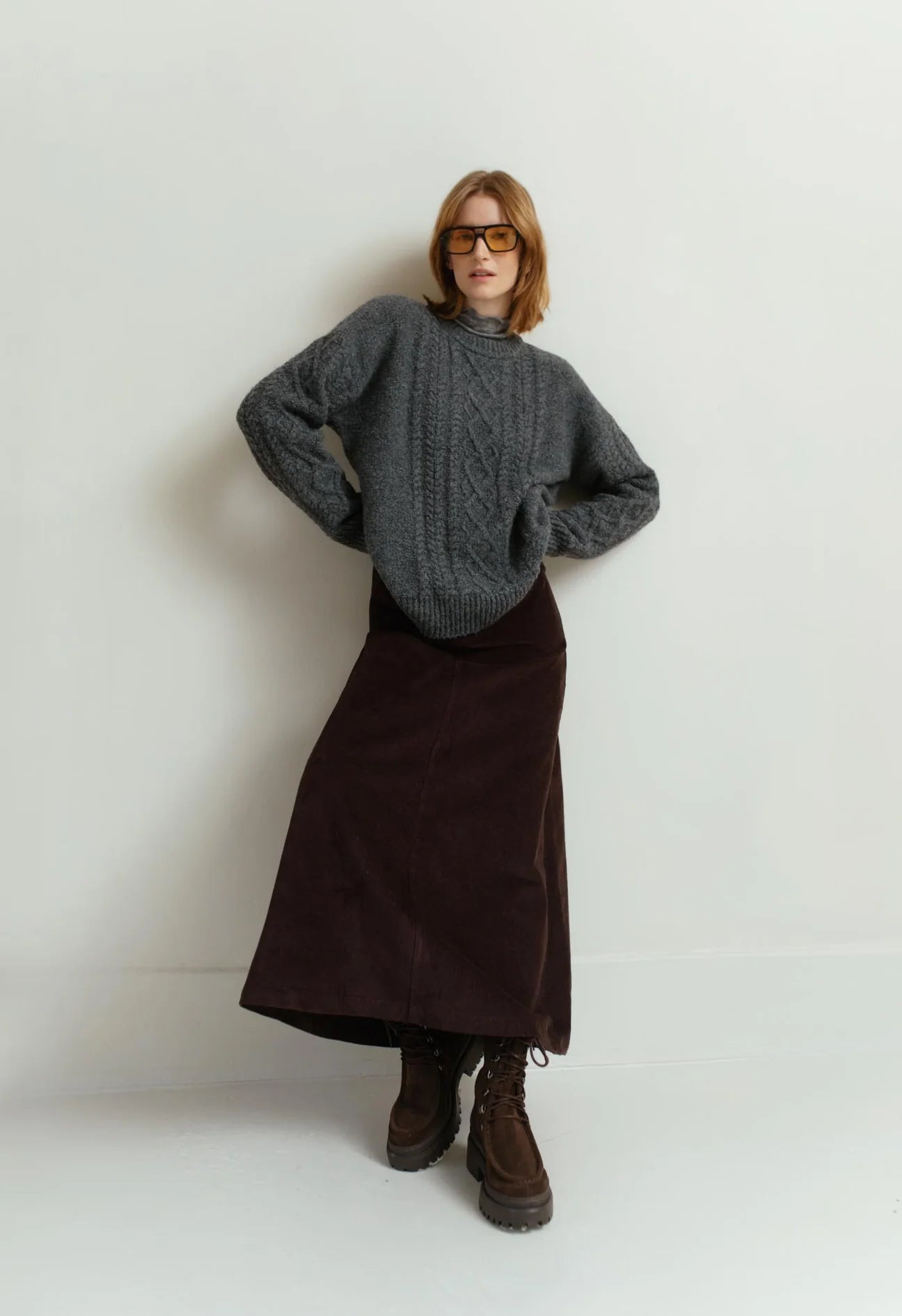 Rayna Cable Sweater - Dark Stone Mix