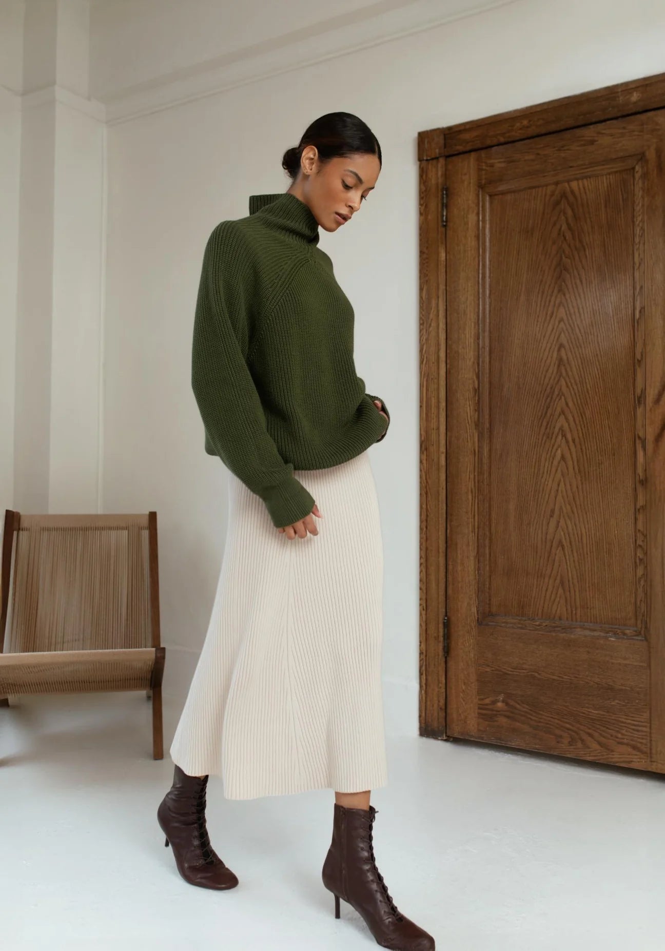 Afiya Rib Skirt - Soy Milk
