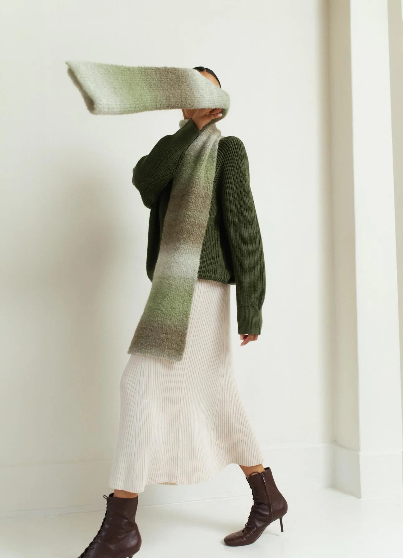 Afiya Rib Skirt - Soy Milk