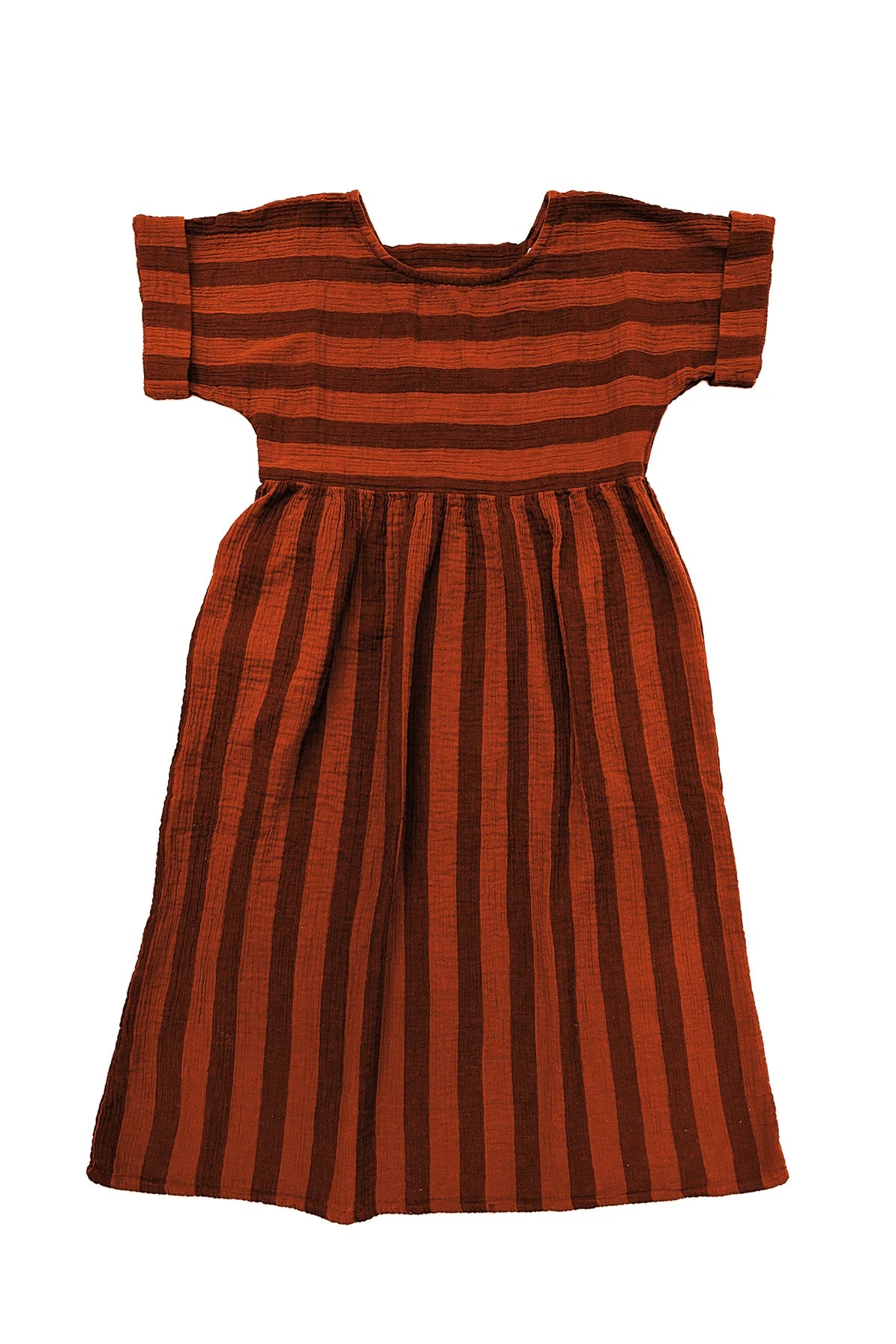 Perry Dress - Brick + Black Stripe