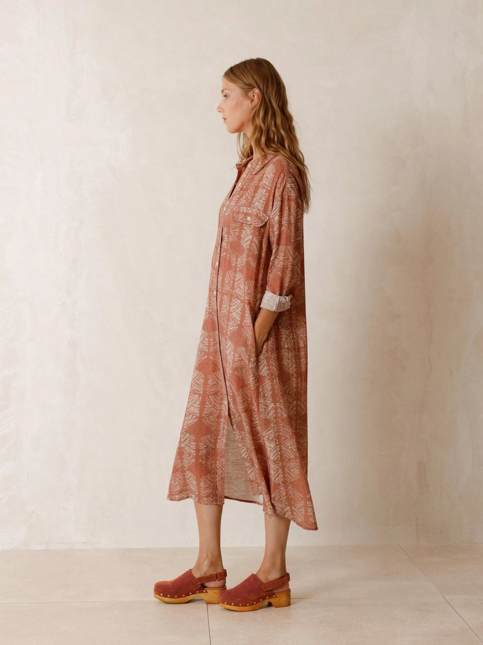 Textured Shirt Dress - Vintage Rose
