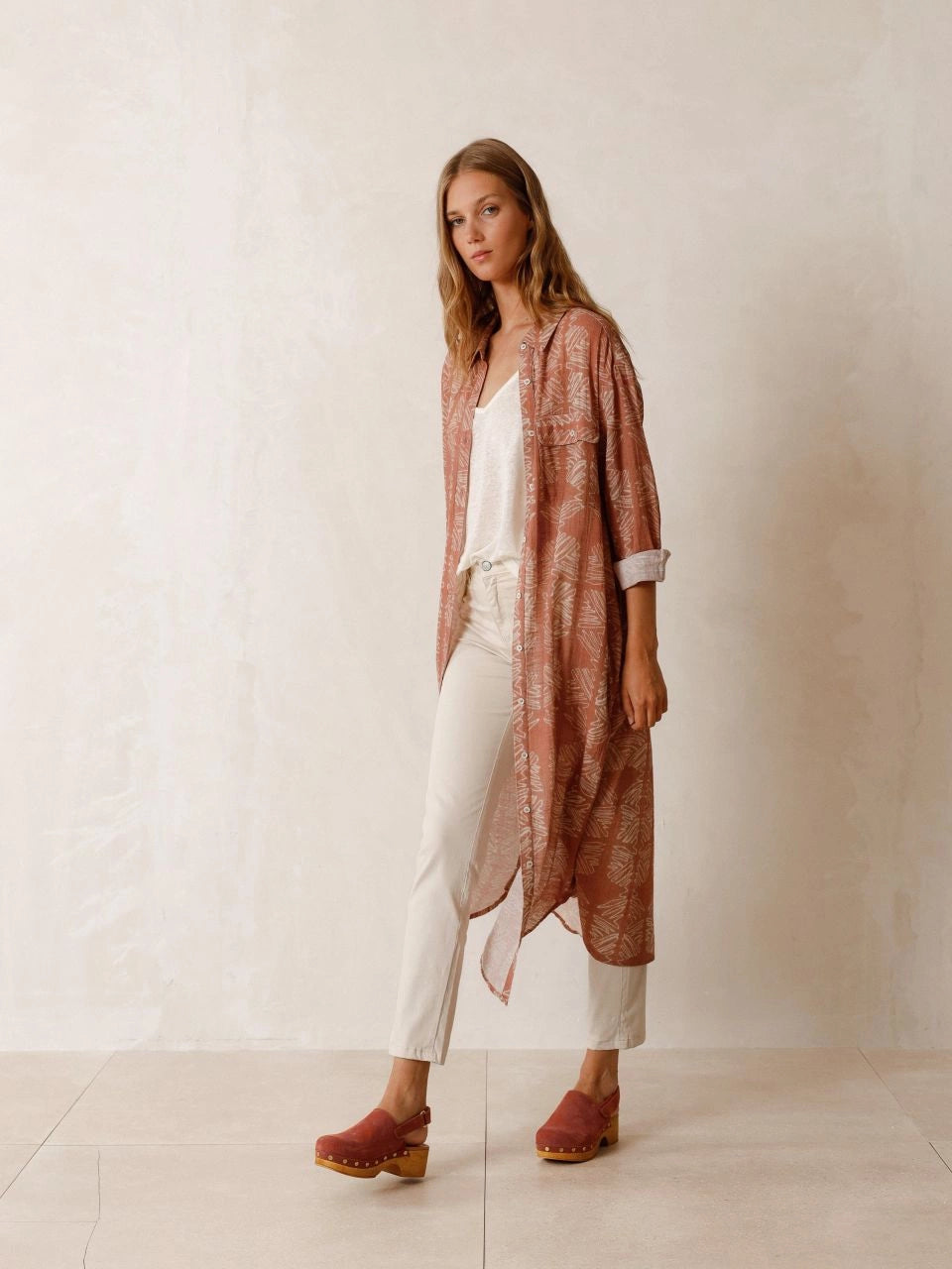 Textured Shirt Dress - Vintage Rose