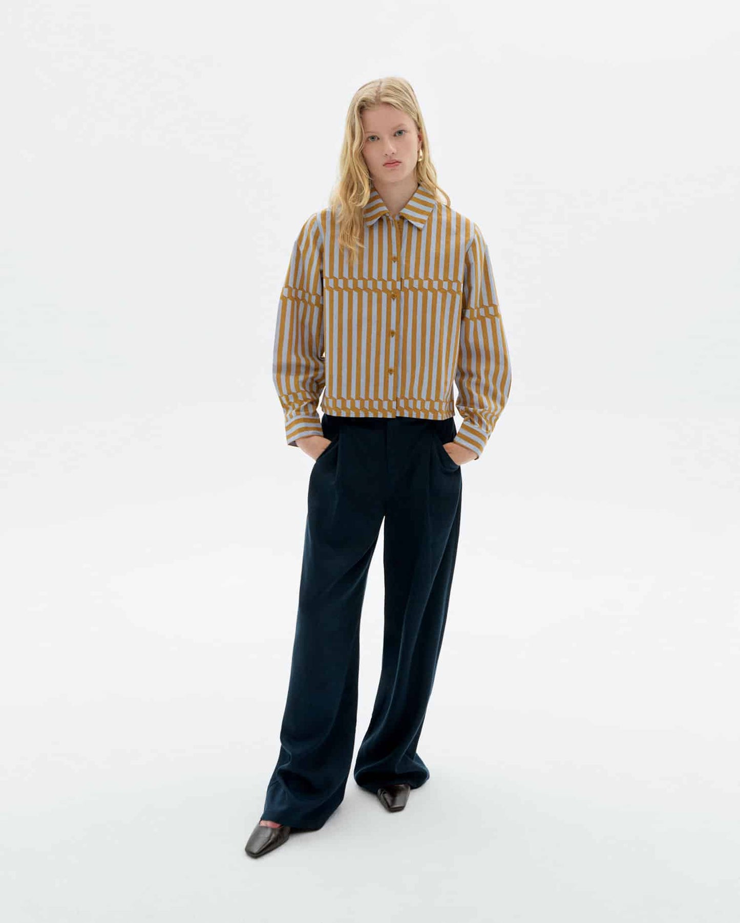 Striped Poplin Esqué Duna Blouse