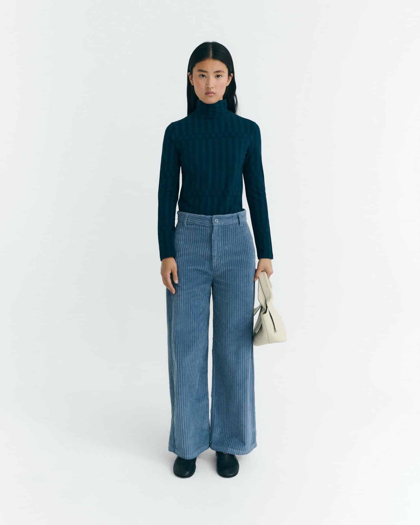 Karina Pants - Blue High Rise Corduroy