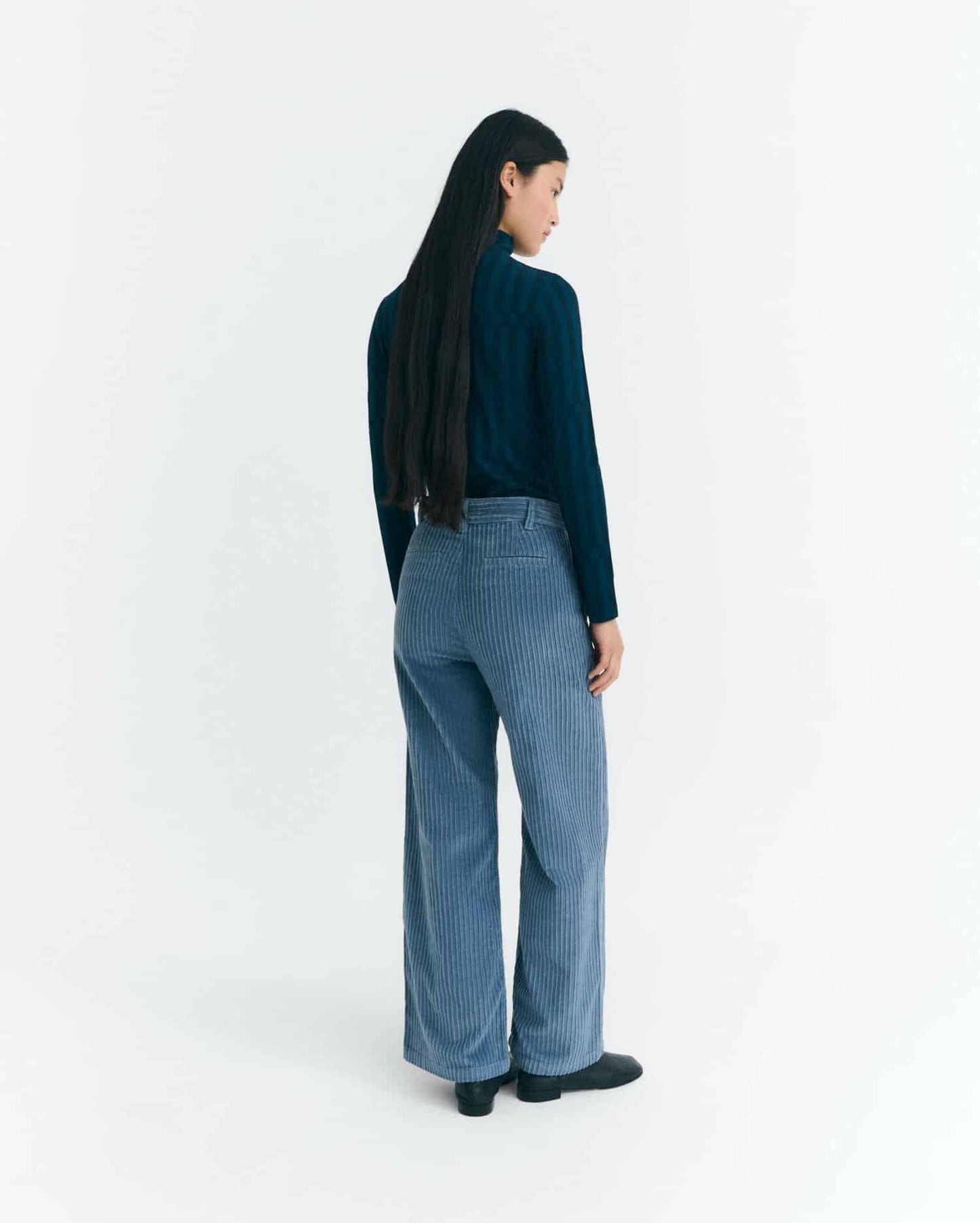 Karina Pants - Blue High Rise Corduroy