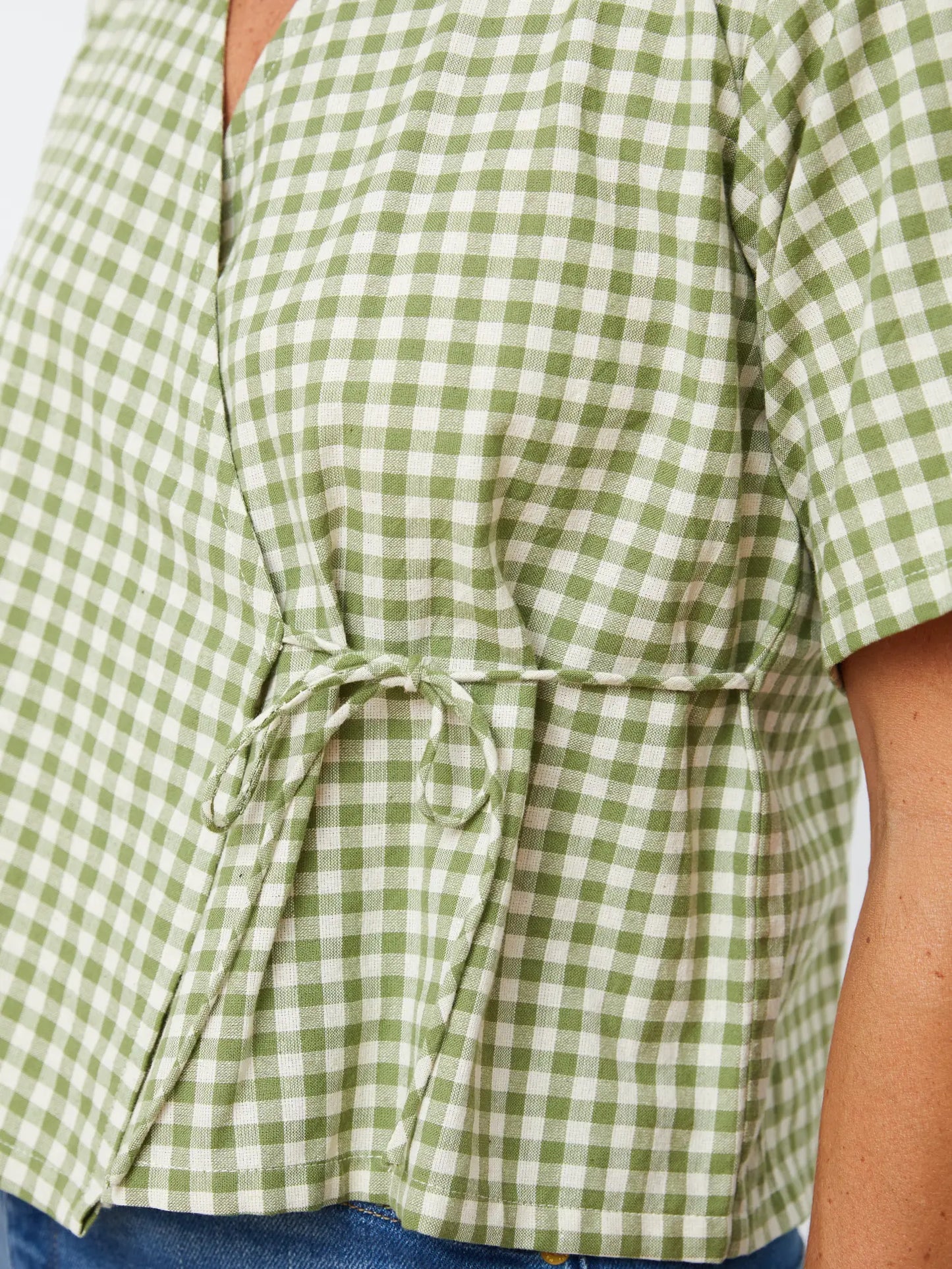 Winona Wrap Top - Sage Gingham
