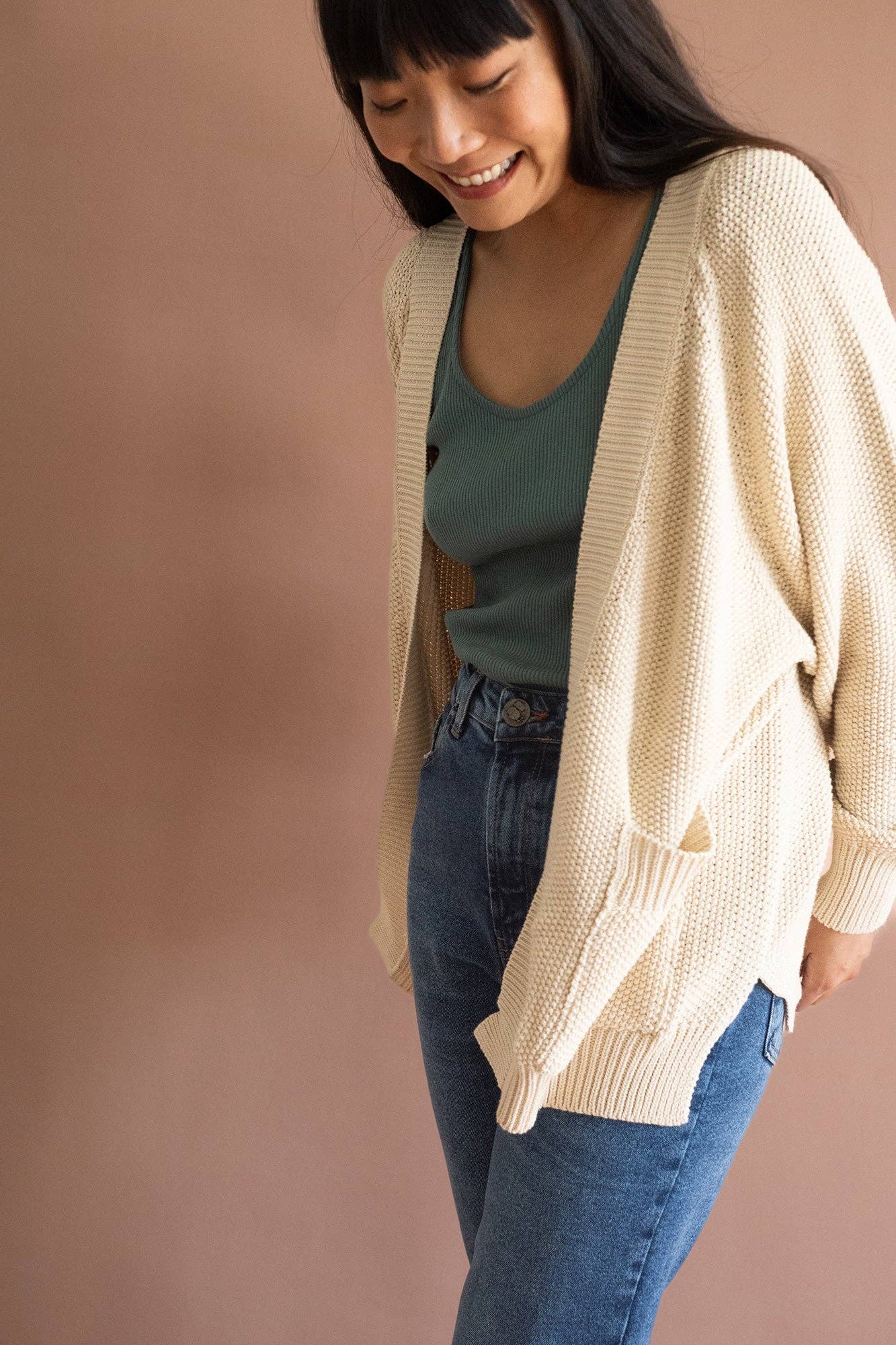 Giola Long Cardigan - Ecru White