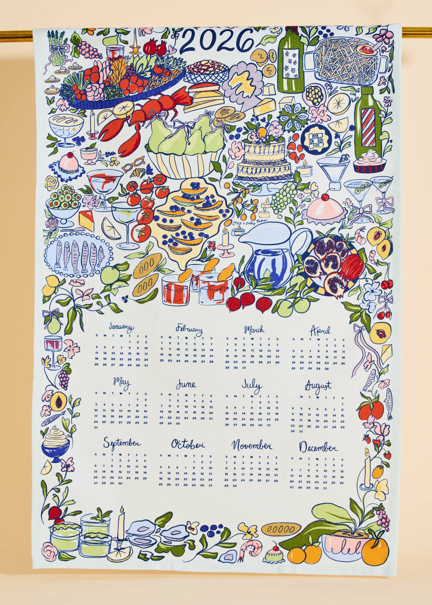 Feast & Flourish 2026 Calendar Tea Towel