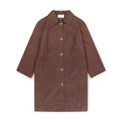 Waxed Cotton Oversized Louis Coat - Chestnut