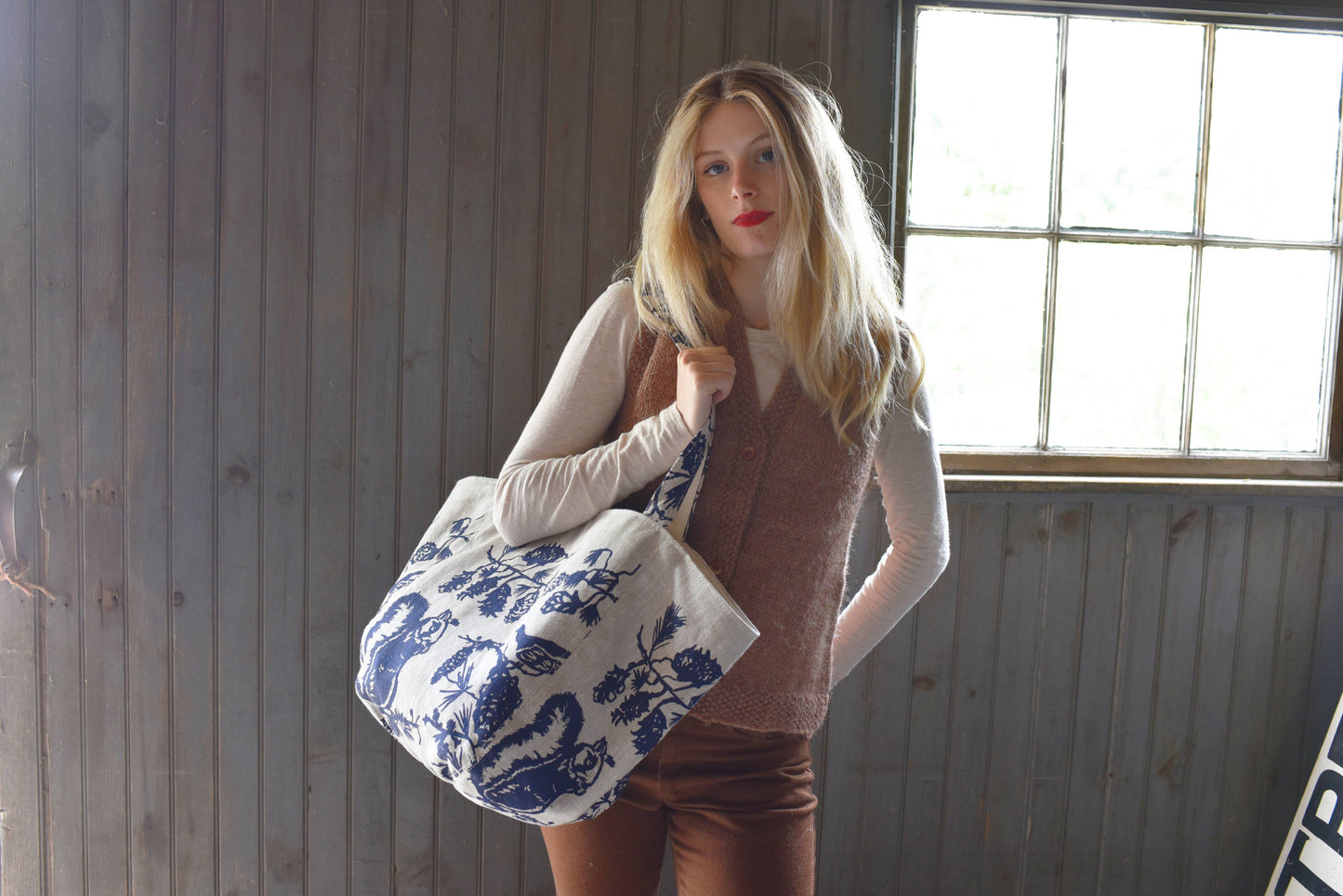 Boho Tote Bag - Pine Cone Navy