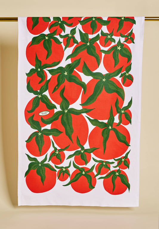 Pomodoro Tomato Red Illustration Tea Towel