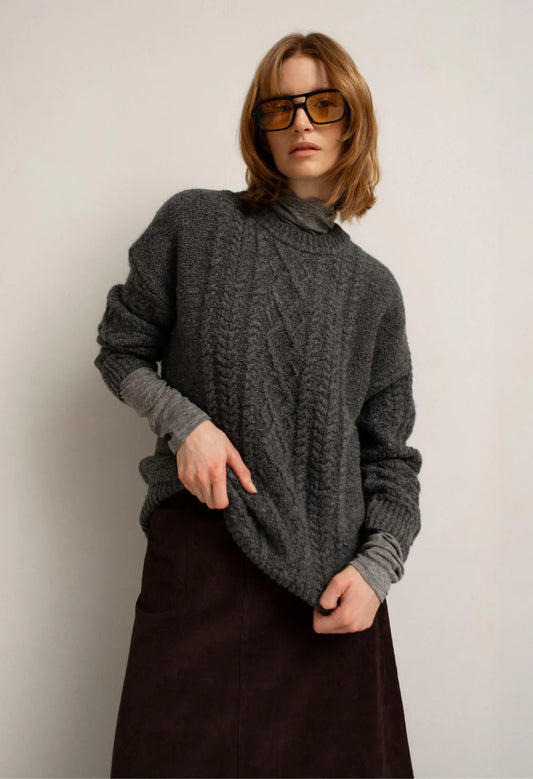 Rayna Cable Sweater - Dark Stone Mix