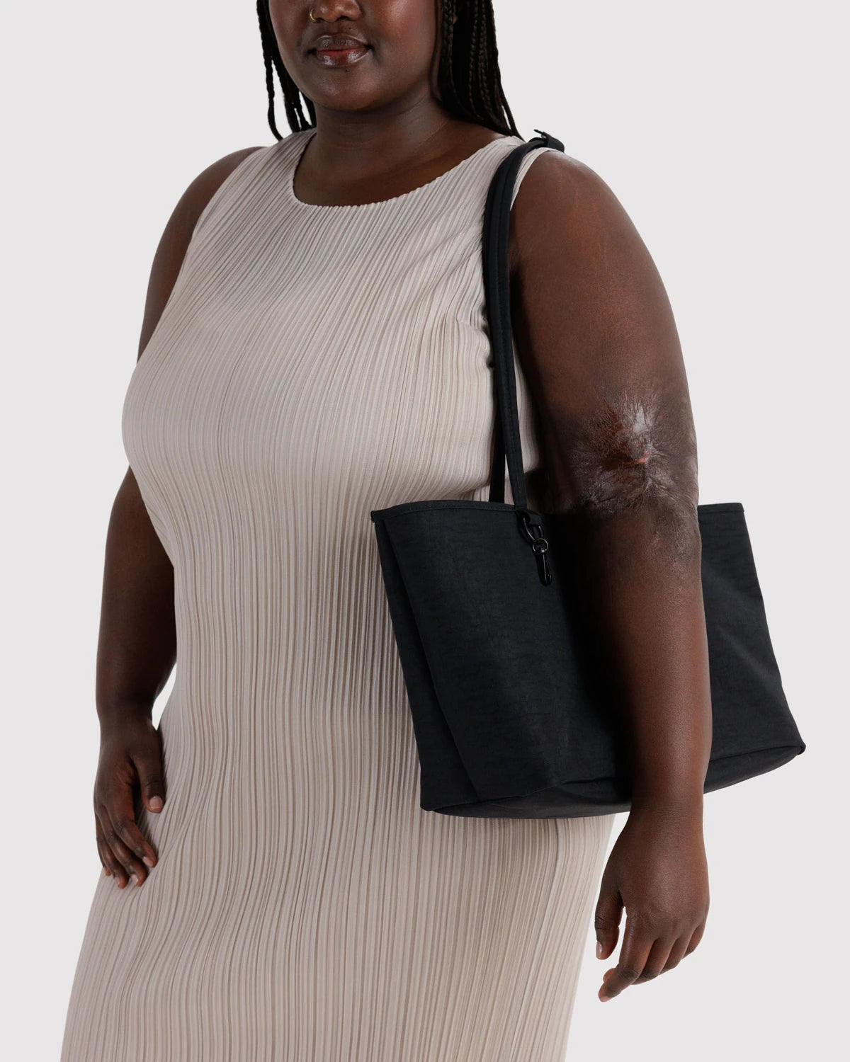Medium Nylon Reversible Tote - Black Gingham Mix