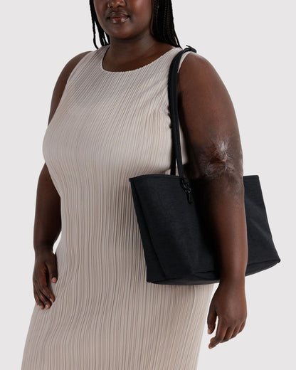 Medium Nylon Reversible Tote - Black Gingham Mix