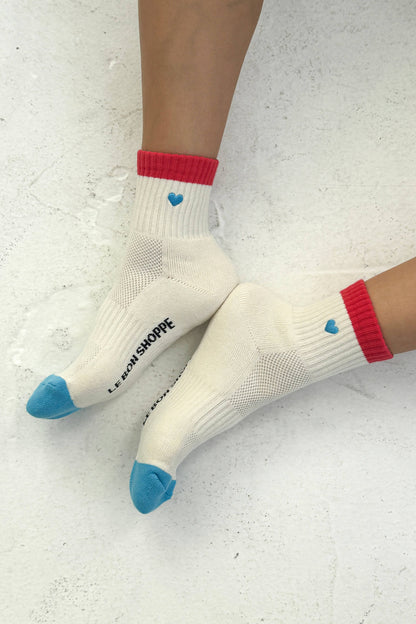 Embroidered Color Block Girlfriend Socks - Multiple Colors