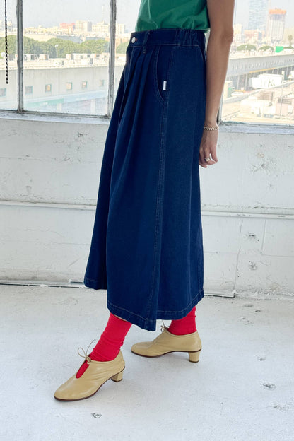 Long Farm Girl Skirt - Raw Denim