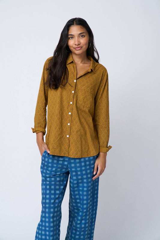 Good Boyfriend Shirt - Sunflower Overdye Honeycomb
