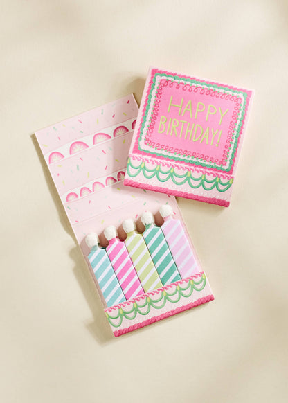 Happy Birthday Vintage Cake Printed 10 Stem Matchbooks