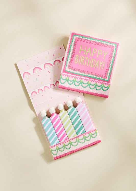 Happy Birthday Vintage Cake Printed 10 Stem Matchbooks