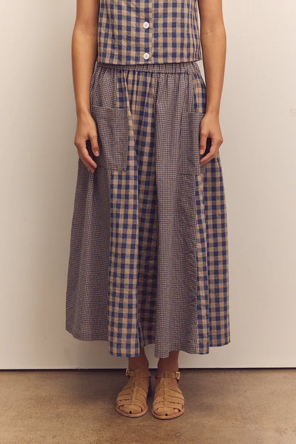 Cotton Gingham Panel Skirt