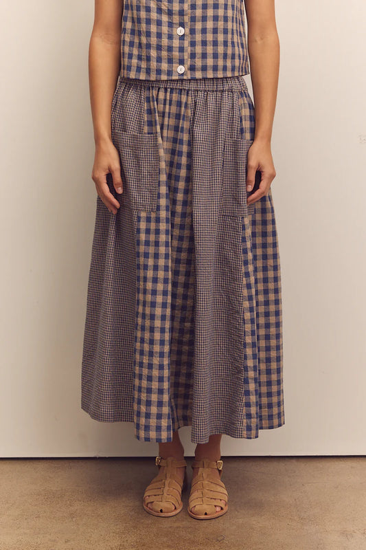 Cotton Gingham Panel Skirt