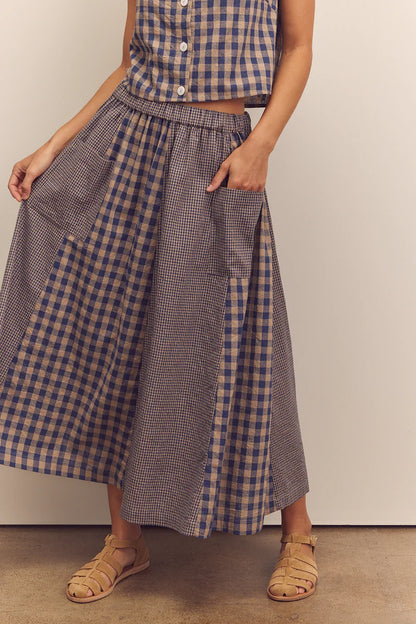Cotton Gingham Panel Skirt