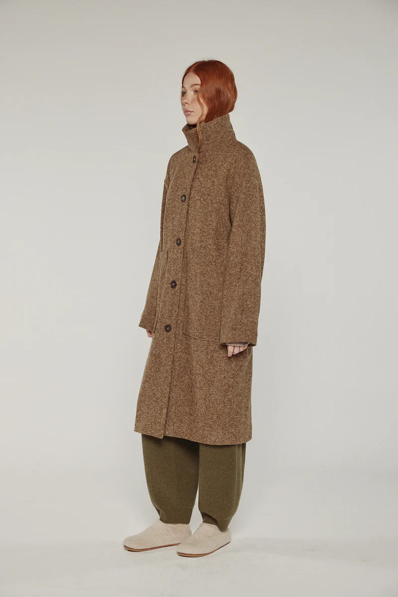 Wool High-Neck Maxi Coat
