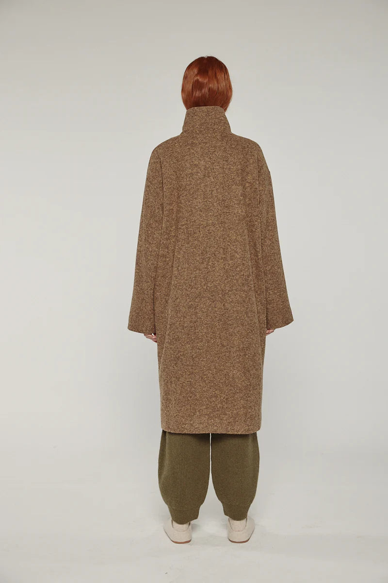 Wool High-Neck Maxi Coat