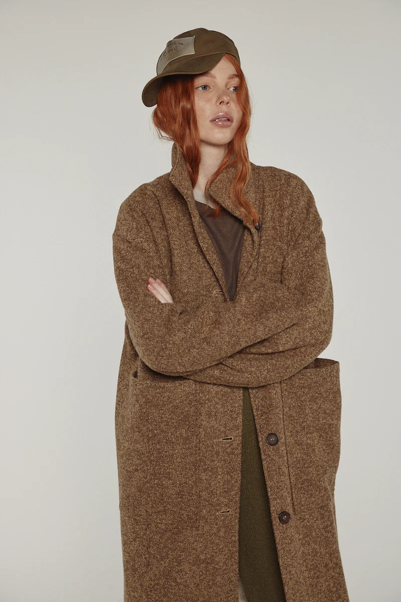Wool High-Neck Maxi Coat