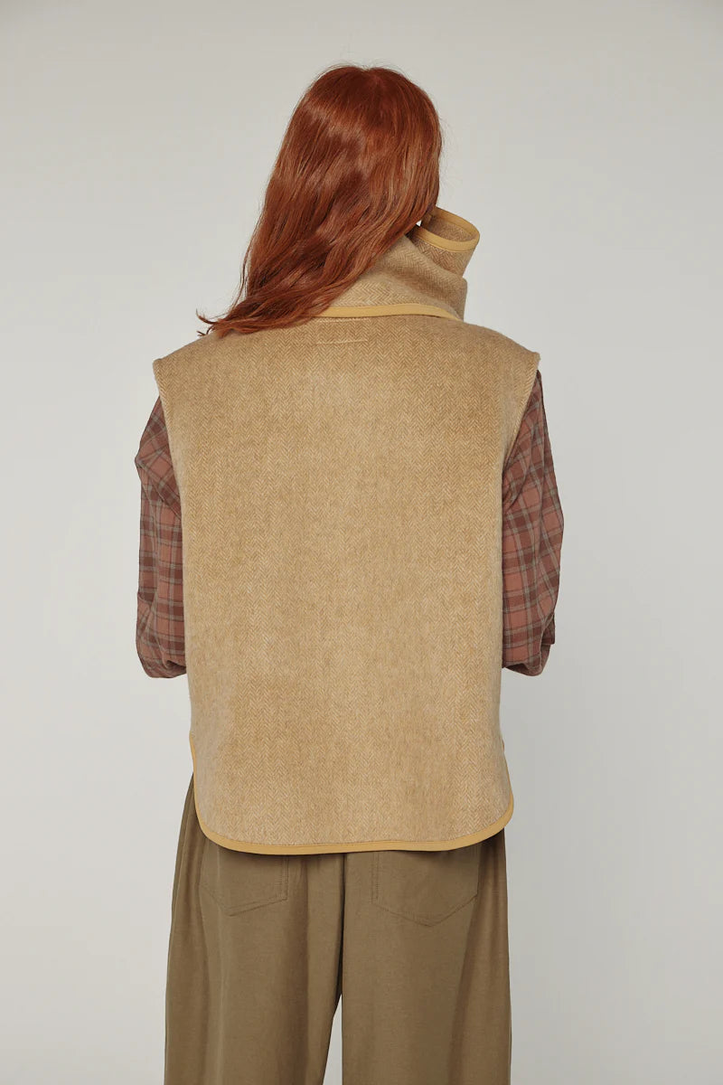 Wool Blended Scarf Vest
