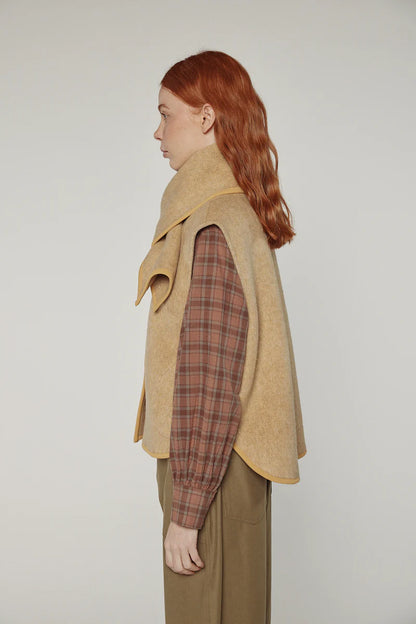 Wool Blended Scarf Vest