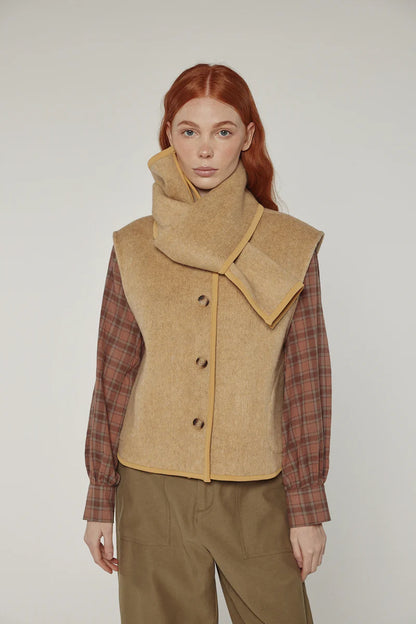 Wool Blended Scarf Vest