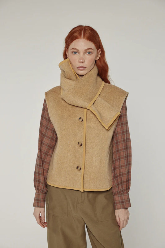 Wool Blended Scarf Vest