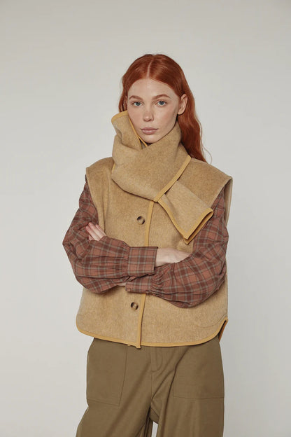 Wool Blended Scarf Vest