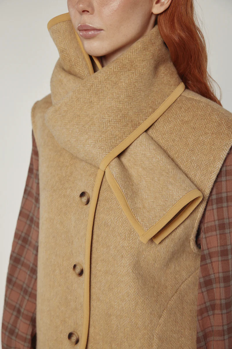 Wool Blended Scarf Vest