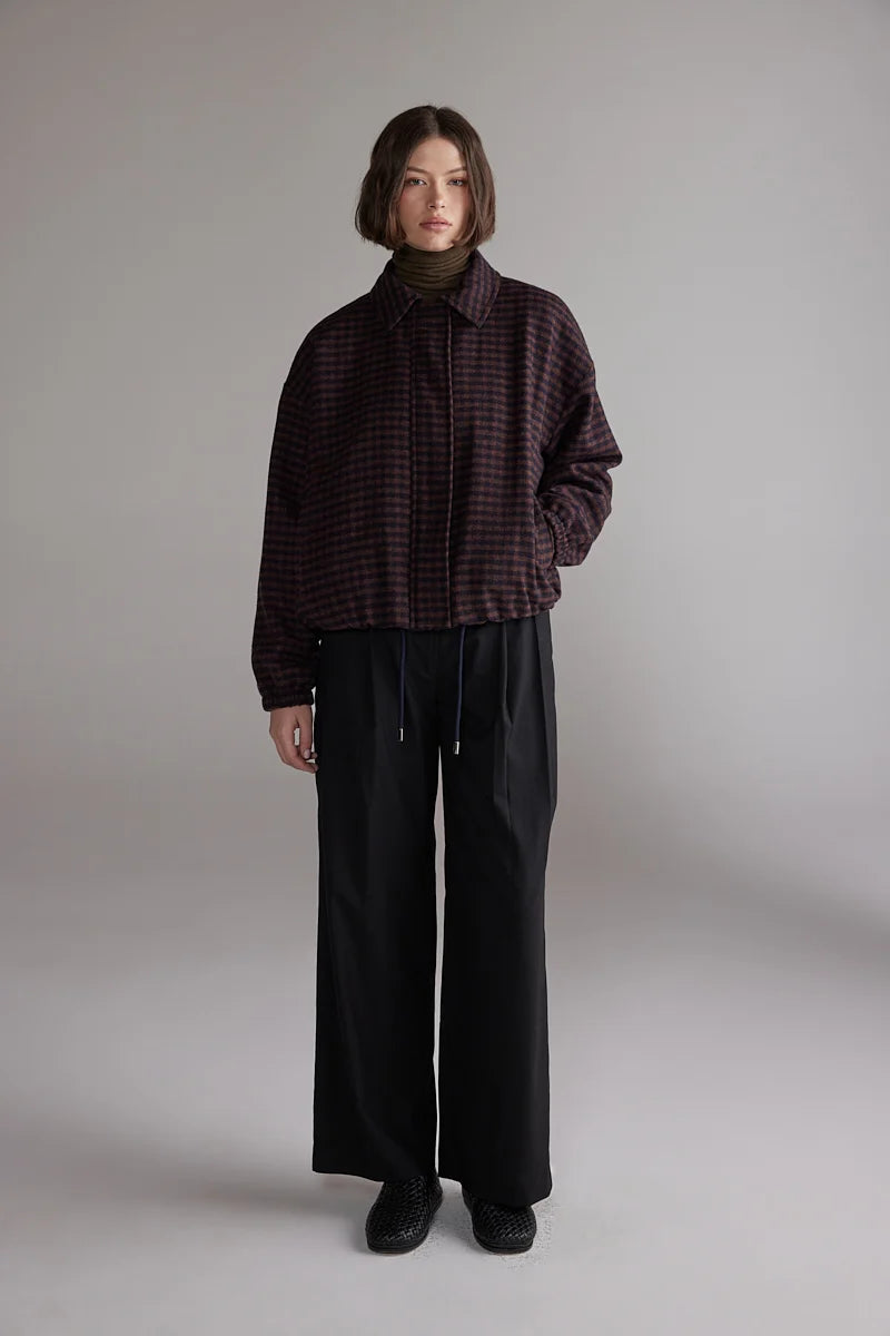 Gingham Jacket - Wine & Black