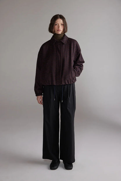 Gingham Jacket - Wine & Black